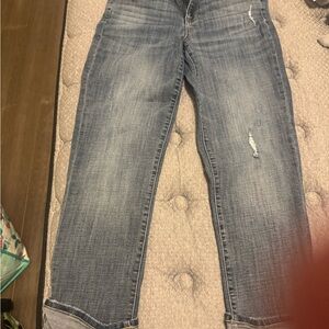 Liverpool Blue Boyfriend Jeans Distressed Cropped